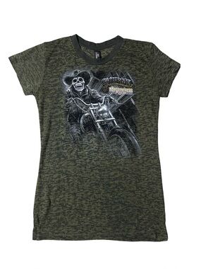Sturgis Motorcycle Rally 2025 Skull Rider Graphic Tee - Olive Green
